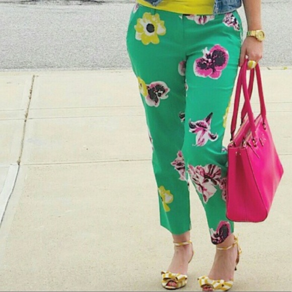 J. Crew Pants - J.Crew Green Punk Floral Capri Pants